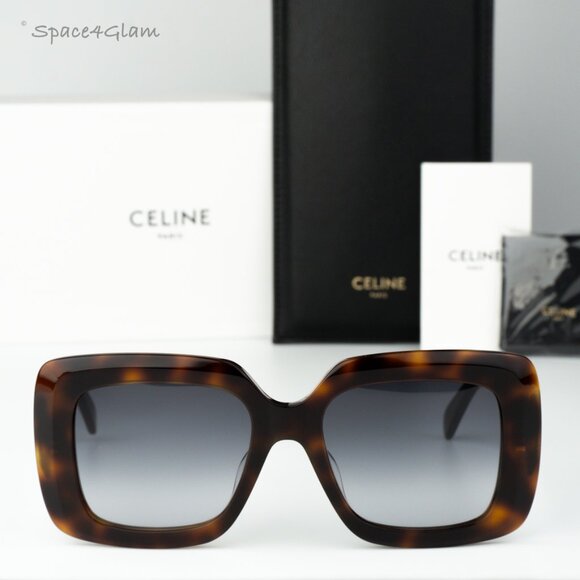 Celine Women Sunglasses Havana Gradient Smoke Geometric CL40263I 3 DOTS 53B NEW - Picture 3 of 11